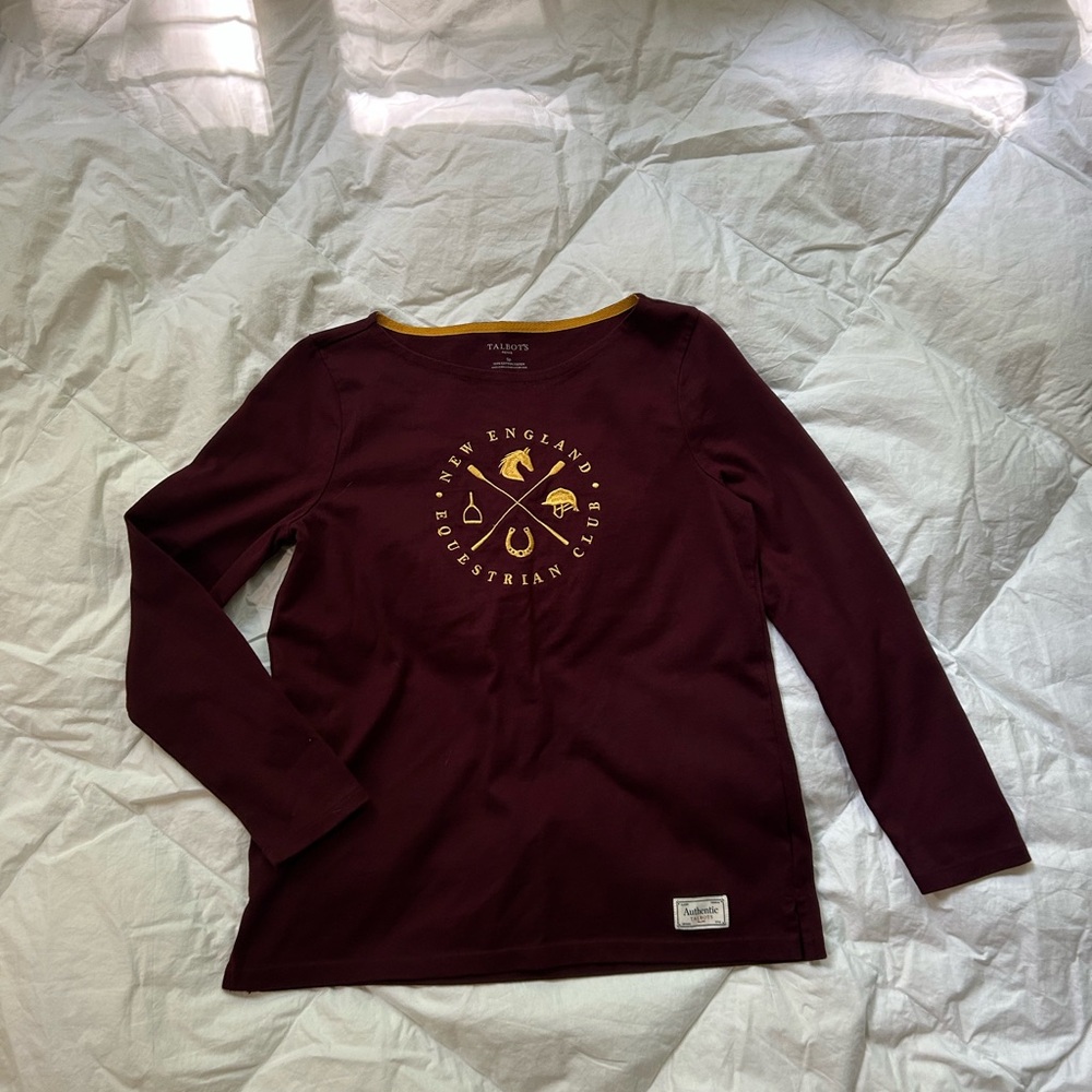 Talbots Maroon Long Sleeve Sweater 100% Cotton